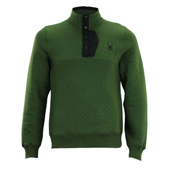New Spyder 1/4 Button Snap Quilted Pullover Green Men’s Size S - Picture 2 of 5